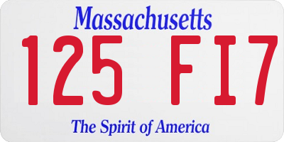 MA license plate 125FI7
