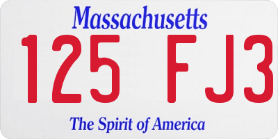 MA license plate 125FJ3