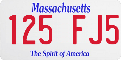 MA license plate 125FJ5