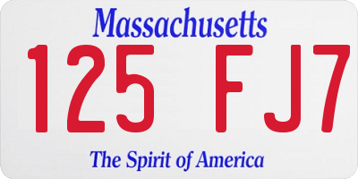 MA license plate 125FJ7
