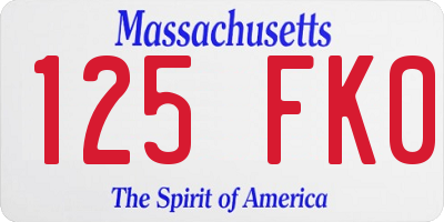 MA license plate 125FK0