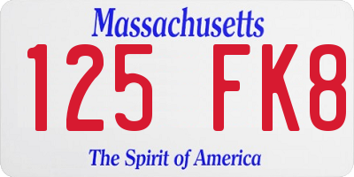MA license plate 125FK8