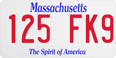 MA license plate 125FK9