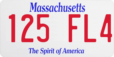 MA license plate 125FL4