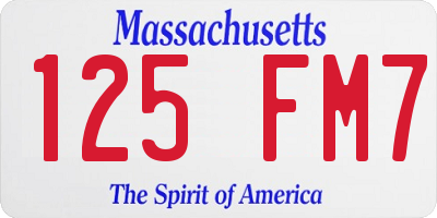 MA license plate 125FM7