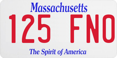 MA license plate 125FN0