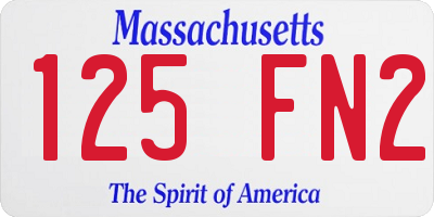 MA license plate 125FN2