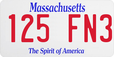 MA license plate 125FN3