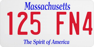 MA license plate 125FN4