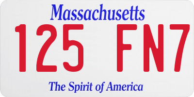 MA license plate 125FN7