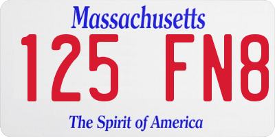 MA license plate 125FN8