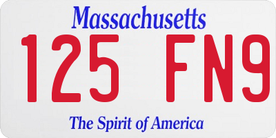 MA license plate 125FN9