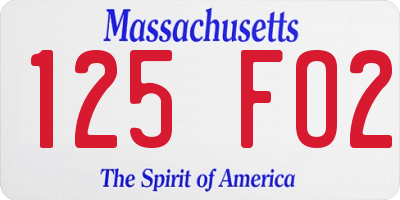 MA license plate 125FO2