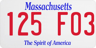 MA license plate 125FO3