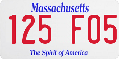 MA license plate 125FO5
