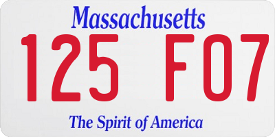 MA license plate 125FO7
