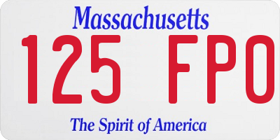 MA license plate 125FP0