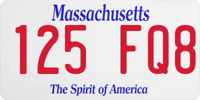 MA license plate 125FQ8
