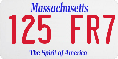 MA license plate 125FR7