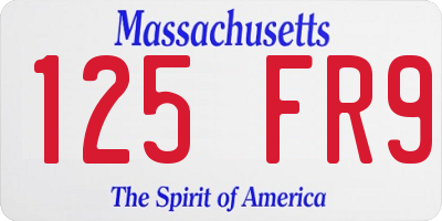 MA license plate 125FR9