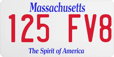 MA license plate 125FV8