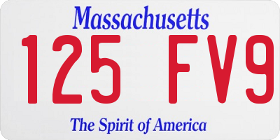 MA license plate 125FV9