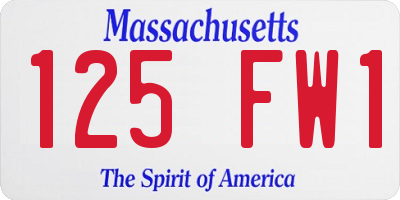 MA license plate 125FW1
