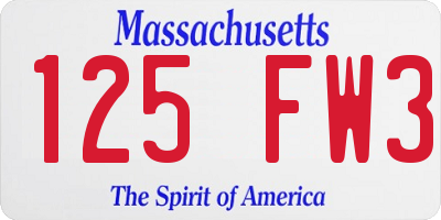 MA license plate 125FW3