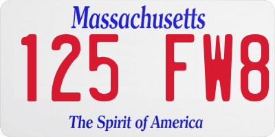 MA license plate 125FW8