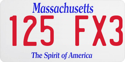MA license plate 125FX3