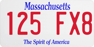 MA license plate 125FX8