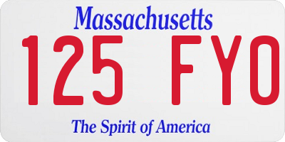 MA license plate 125FY0