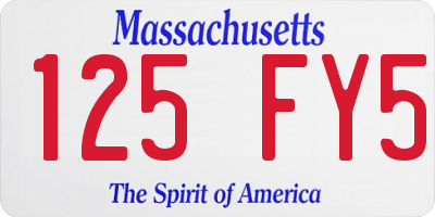MA license plate 125FY5