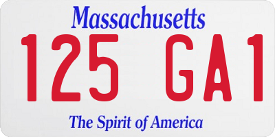 MA license plate 125GA1