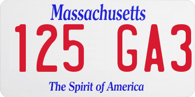 MA license plate 125GA3