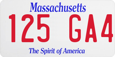 MA license plate 125GA4