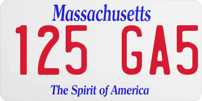 MA license plate 125GA5