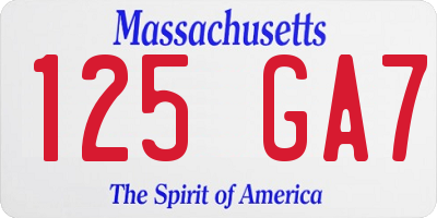 MA license plate 125GA7