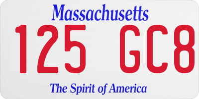 MA license plate 125GC8