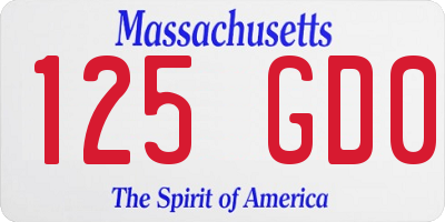 MA license plate 125GD0