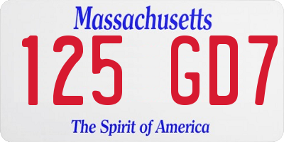 MA license plate 125GD7