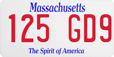 MA license plate 125GD9