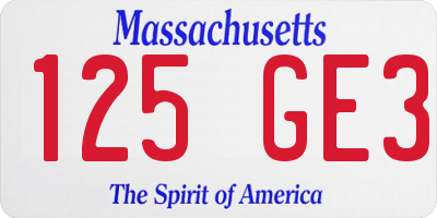 MA license plate 125GE3