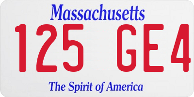 MA license plate 125GE4