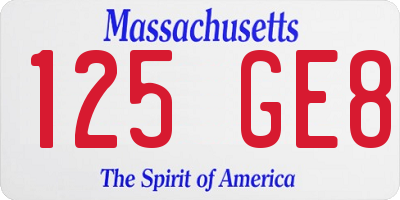 MA license plate 125GE8