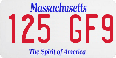 MA license plate 125GF9