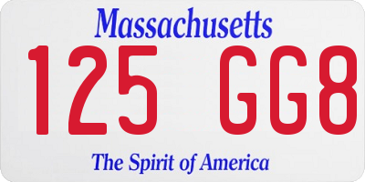 MA license plate 125GG8