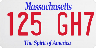 MA license plate 125GH7