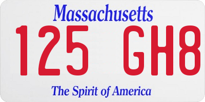 MA license plate 125GH8