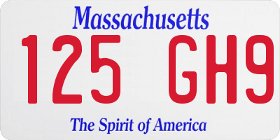 MA license plate 125GH9